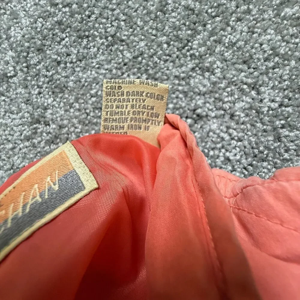 Bobby Chan Jacket Womens Sz M VTG Coral Zip Pockets Golf Quilted Lining